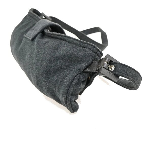 FENDI Logo Shoulder Bag Canvas Leather Gray SHW Italy 32EE760 - Picture 3 of 16